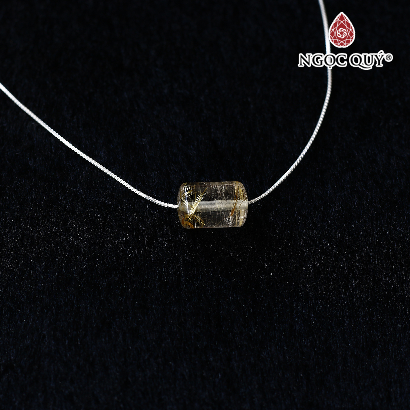 Mặt dây chuyền lu thống đá thạch anh tóc vàng 9X12mm tặng dây bạc mệnh thủy kim - Ngọc Quý Gemstones