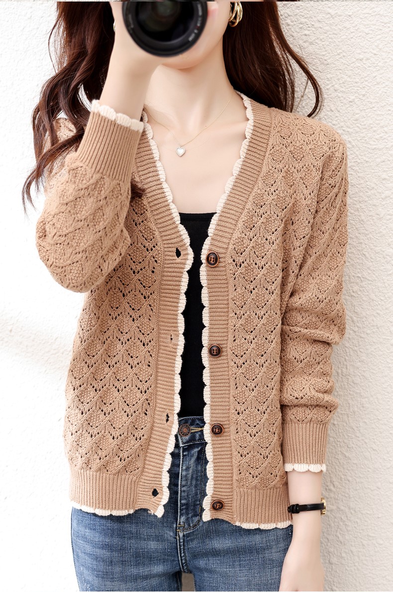 Hình ảnh Áo khoác nữ, áo cardigan len phối ren xinh xắn K02