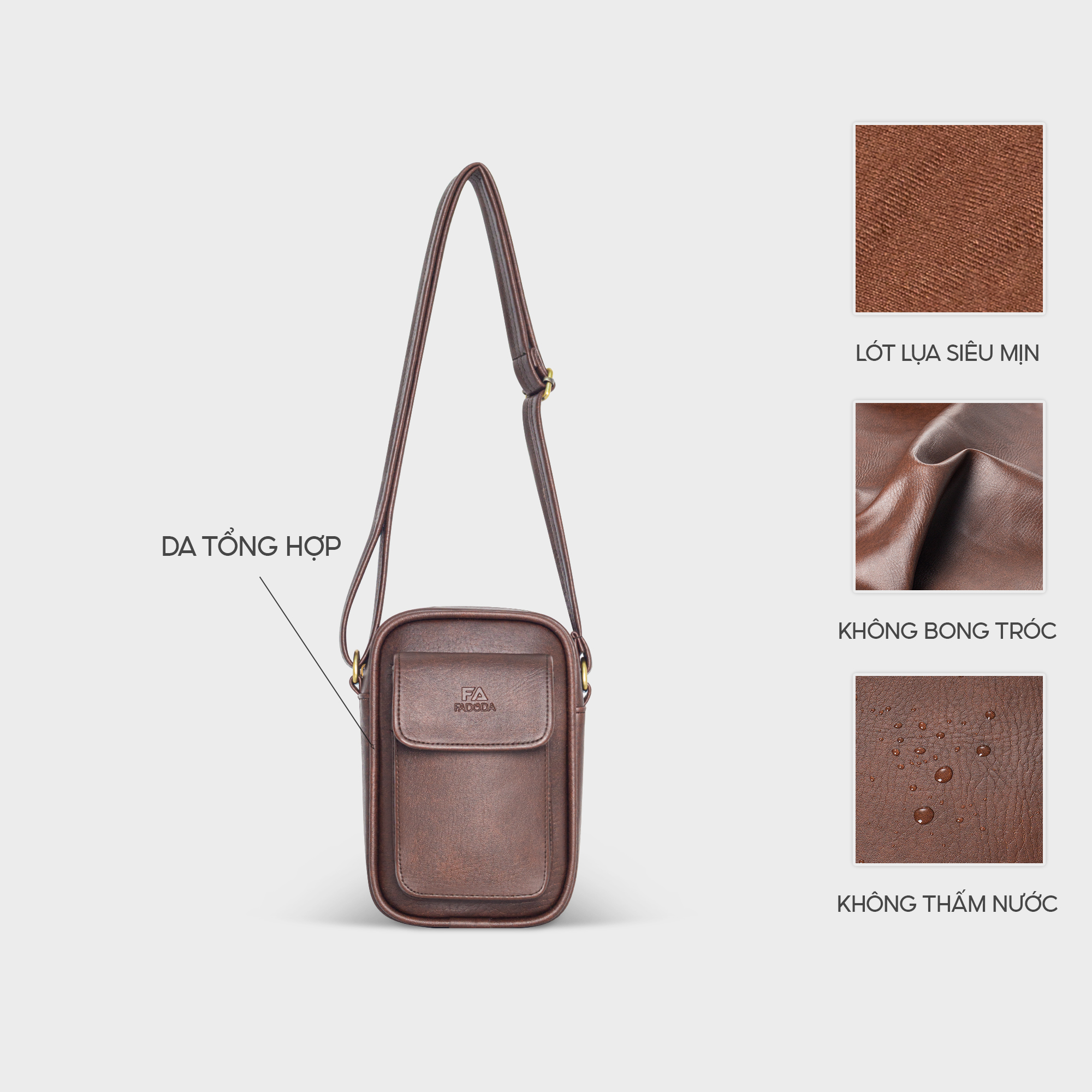 Túi đeo chéo unisex dang đứng FADODA FDC15