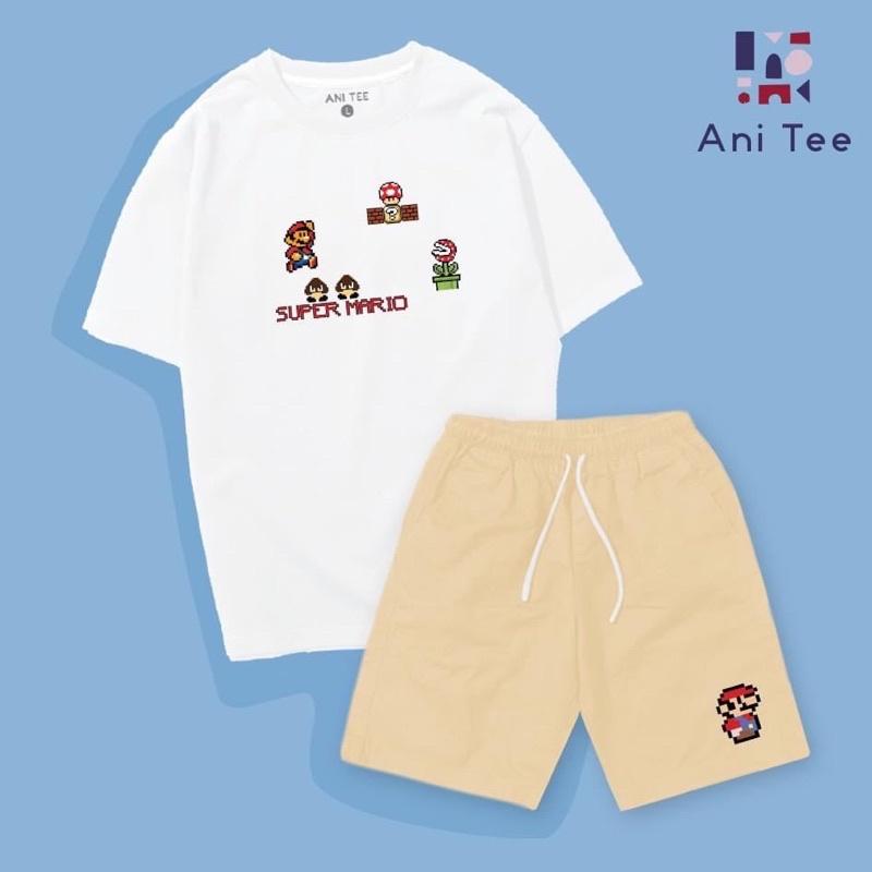 Combo Áo Thun Cotton 100% Và Quần Short Kaki Co Giãn Super Mario Game