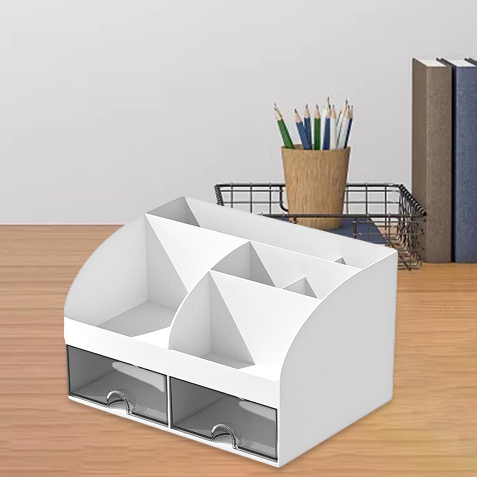 Desk Organizer with Drawers Makeup Brush Storage Holder Cosmetic Desk Accessories Makeup Organizer for Office Counter Dresser
