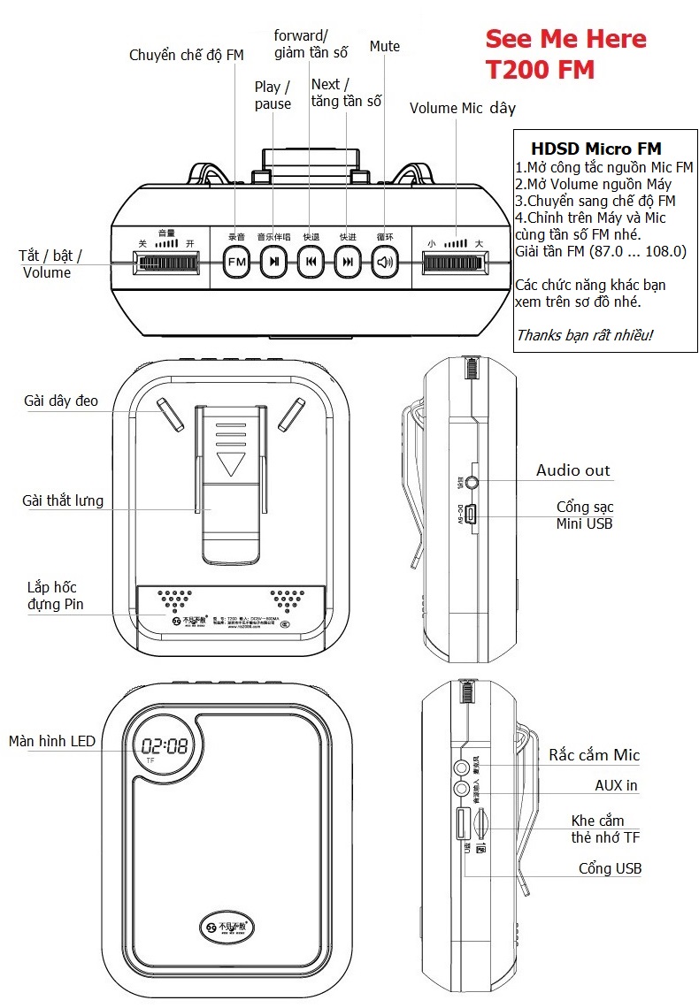 Máy trợ giảng không dây See Me Here T200 FM