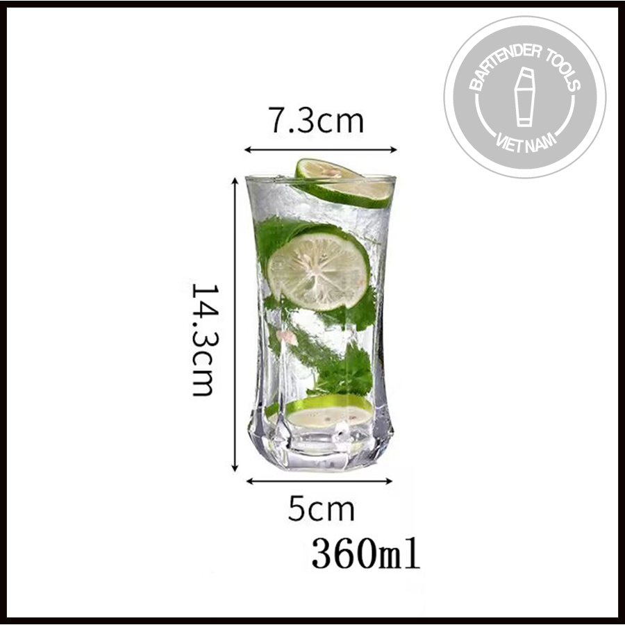 Highball cocktail glass - Ly cocktail thủy tinh dẹt dọc