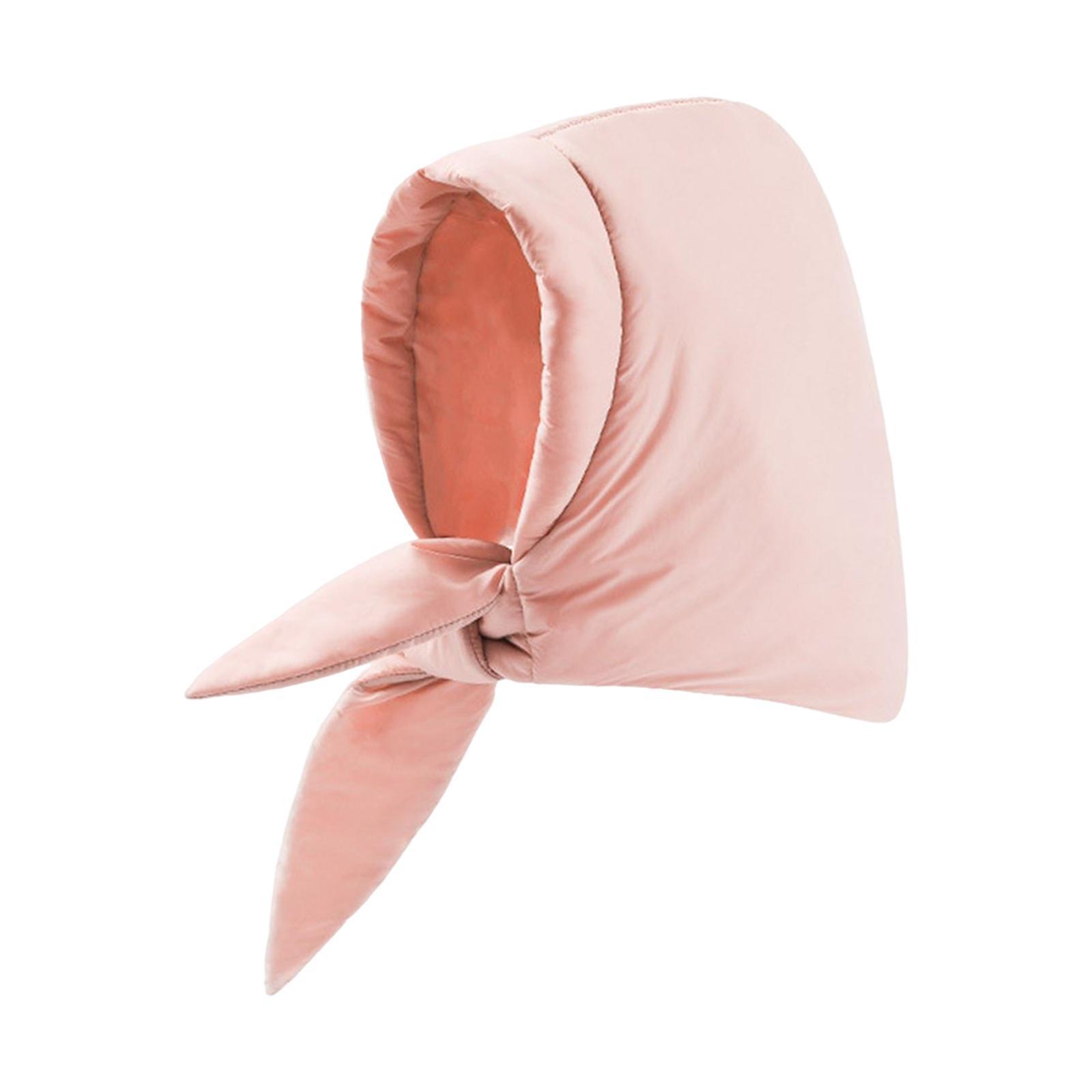 2Pcs Winter Quilted Headscarf Hooded Scarf Warm Windproof Waterproof Down Hat Comfortable Neck Warmer Adjustable Female Ear Protection