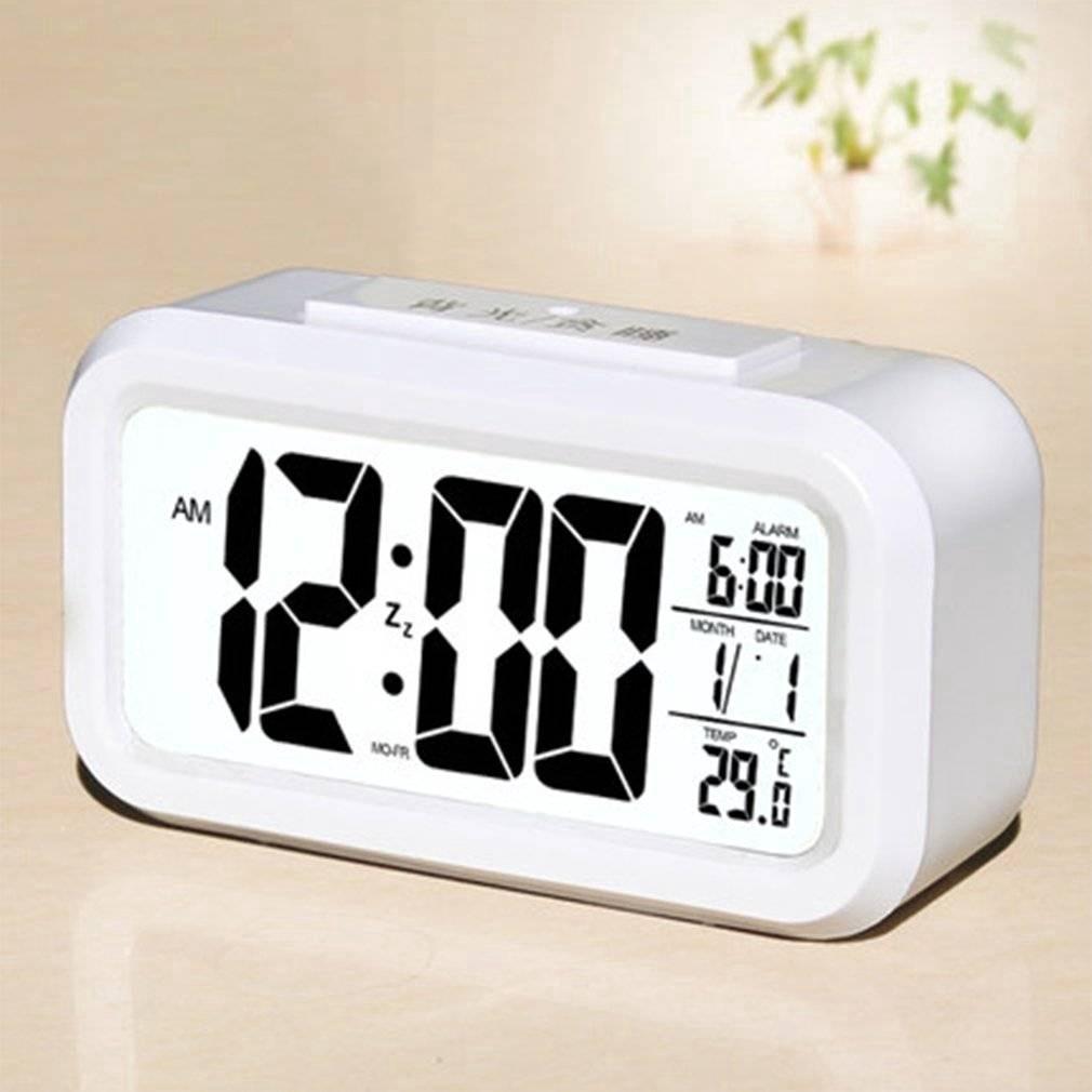 LED kỹ thuật số đồng hồ báo thức điện tử Thời gian đèn nền với lịch và nhiệt kế