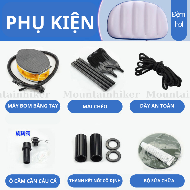 Thuyền Hơi INTIME cho 2-4 người Kích thước 200-400 Xuồng hơi Câu Cá Du lịch Caping Dã Ngoại - Mountaihiker TH01