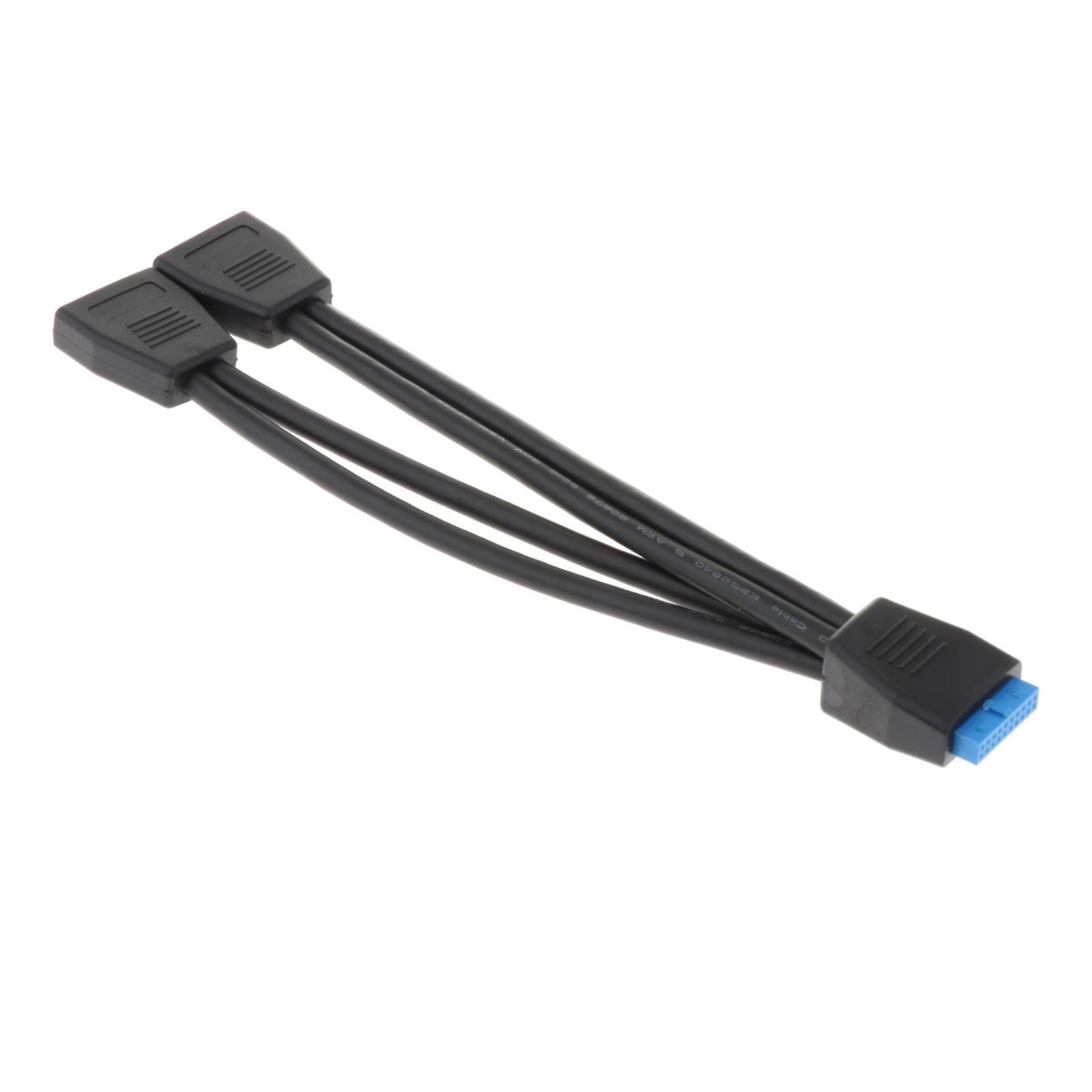 19 Pin USB Header Male 1 to 2 Female USB Cable Connector for Motherboard