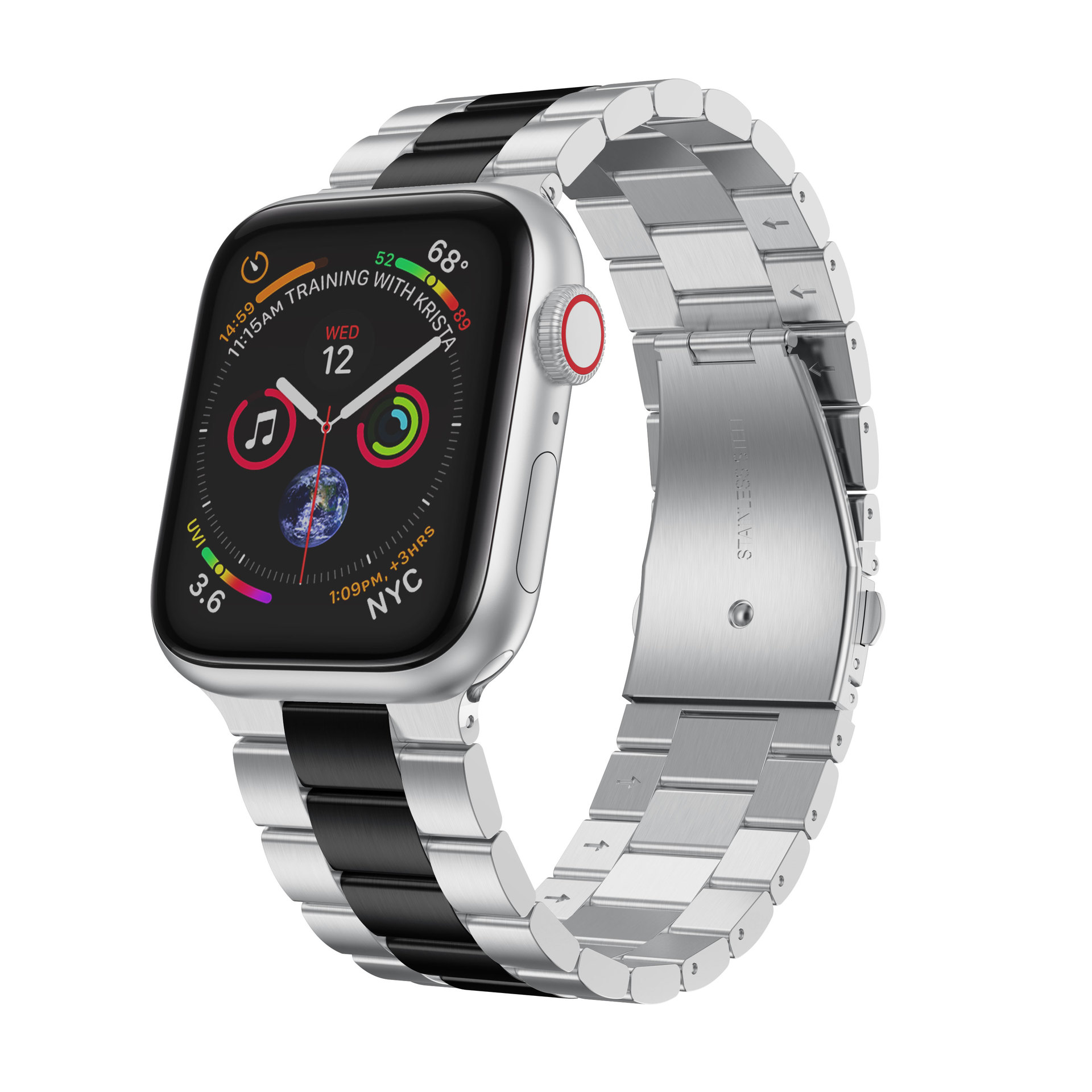 Dây Thép Steel Simple cho Apple Watch Series 4/5/6/7/8/9/SE2/10 &amp; Apple Watch Ultra 1/2 Size 40/41/42/44/45/46/49mm - Hàng Chính Hãng
