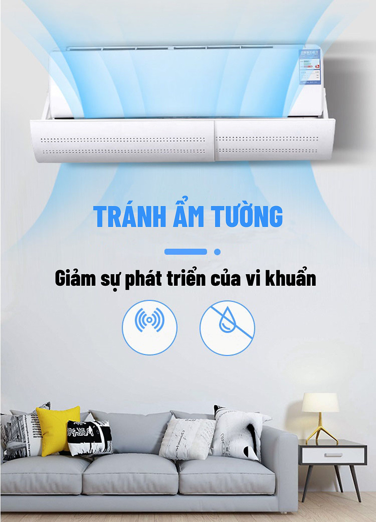 Tấm Chắn Gió Điều Hòa - Hàng Chính Hãng -  Tản Nhiệt Máy Lạnh - Xoay 180 Độ , Thiết Kế Lỗ Thông Gió Nhỏ