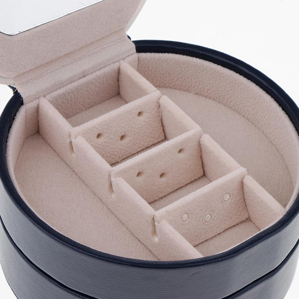 Two Layers PU Leather Portable Jewelry Storage Display Earrings Studs Ring Case Box