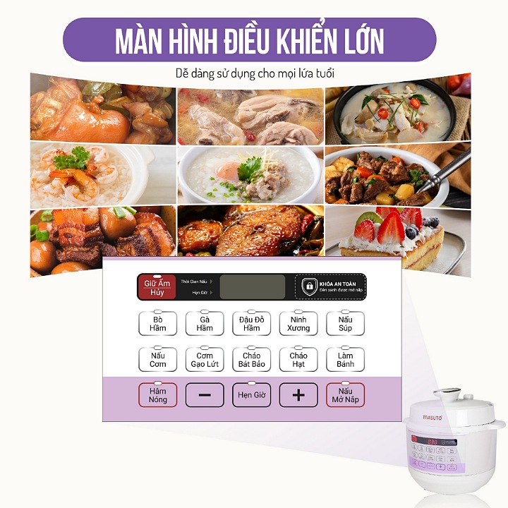 Nồi áp suất điện đa năng cao cấp Masuto 10in1 dung tích 5L HÀNG CHÍNH HÃNG BH 12 THÁNG 1 ĐỔI 1 TẠI NHÀ