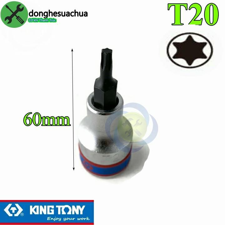 Đầu tuýp sao T20 1/2 Kingtony 402320 dài 60mm trắng đen