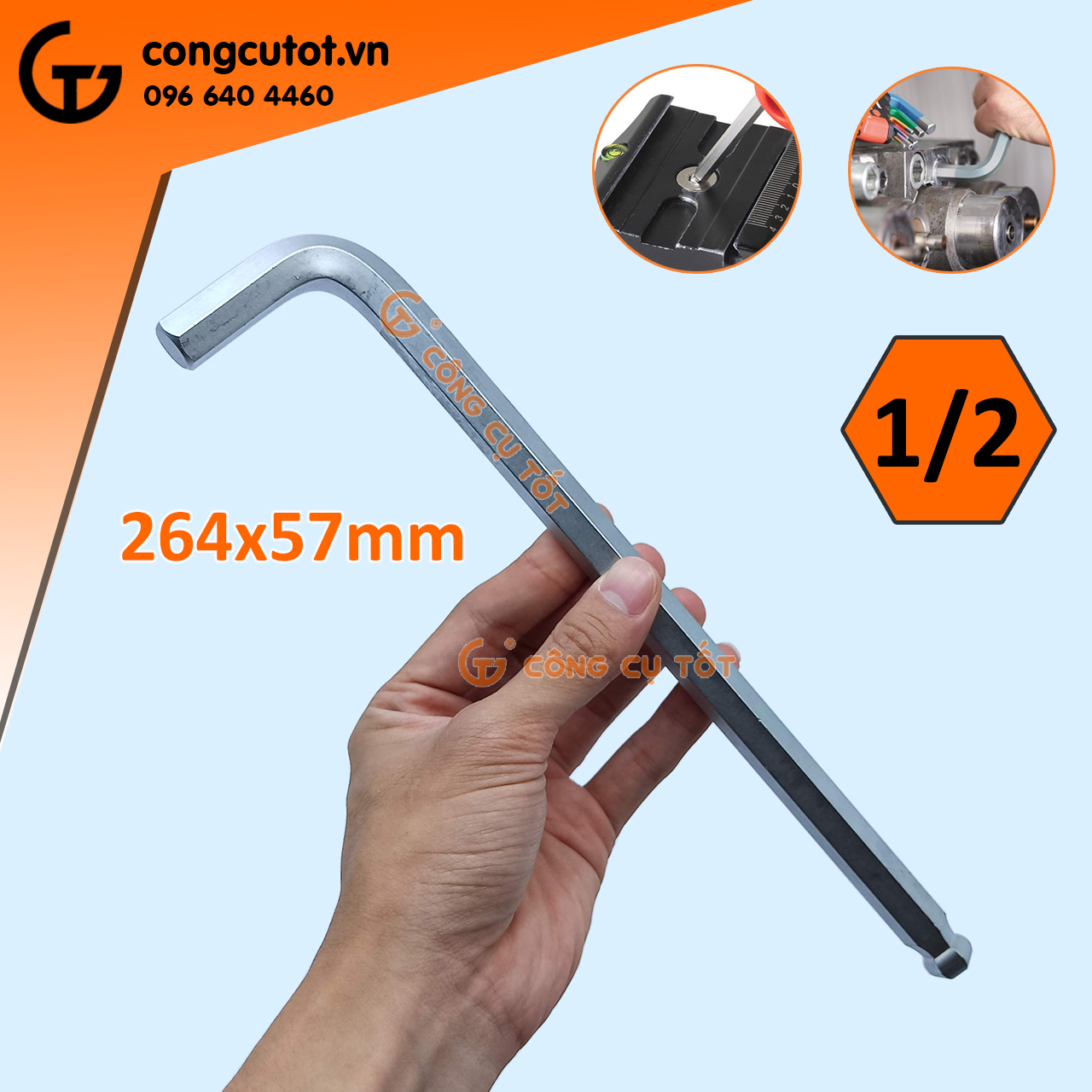 Lục giác bi lẻ hệ inch chữ L 264x57mm 1/2