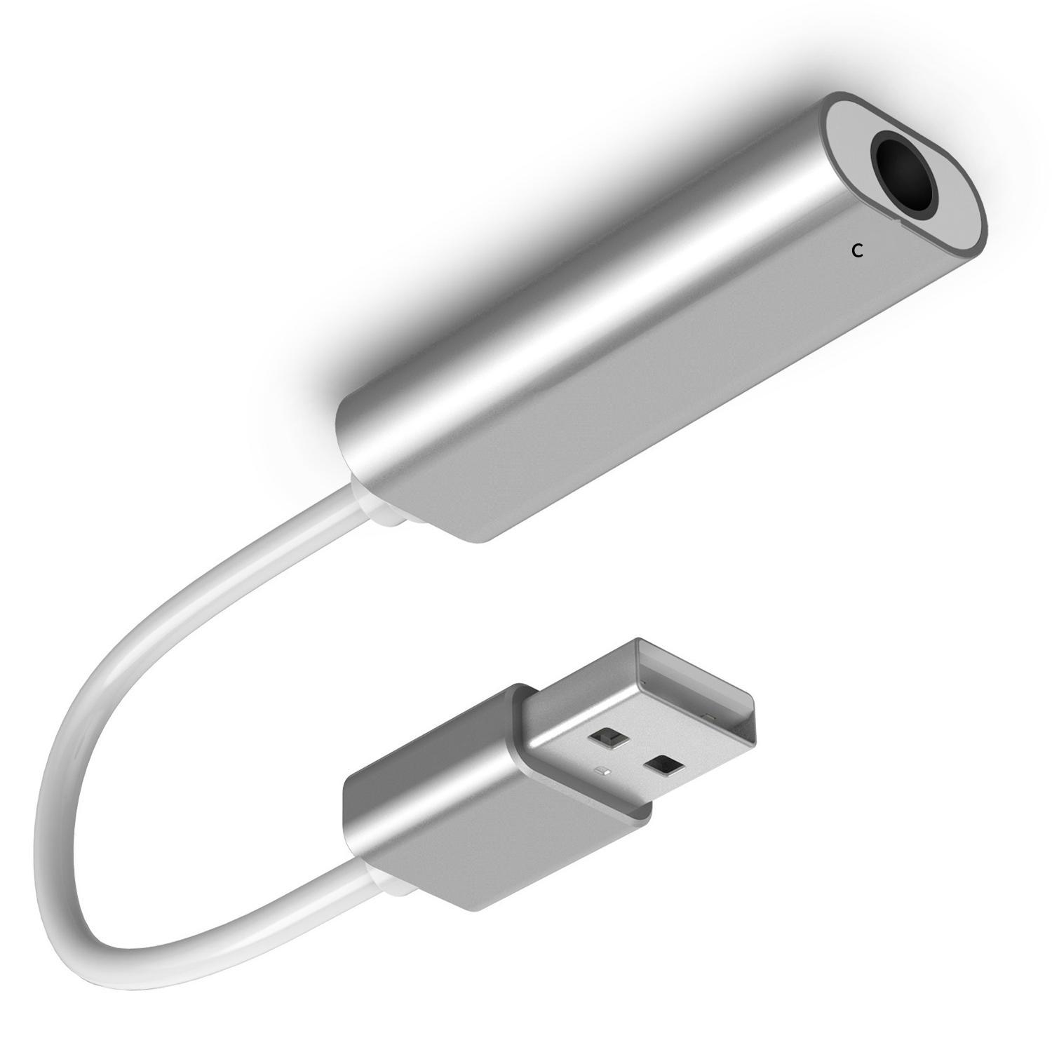 Tai nghe usb card âm thanh máy tính phong cách mới nhất card âm thanh trực tiếp bên ngoài hai trong một card âm thanh một lỗ USB3.5mm hợp kim nhôm có dây