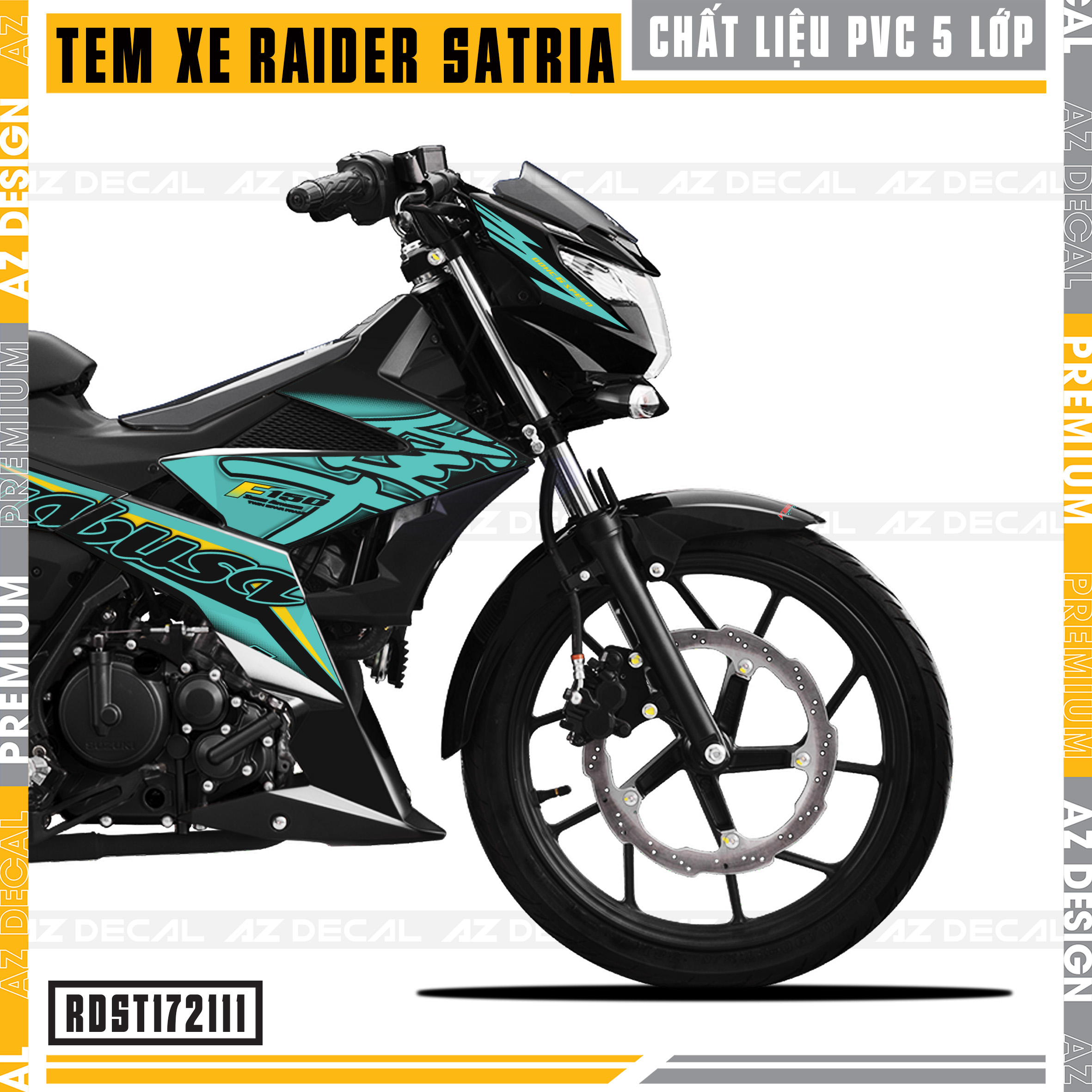 Tem Rời Dán Xe Suzuki Raider - Satria Mẫu Hayabusa | RDST172111 | Decal Chế Chất Liệu PVC Chống Nước, Đa Dạng Màu Tem