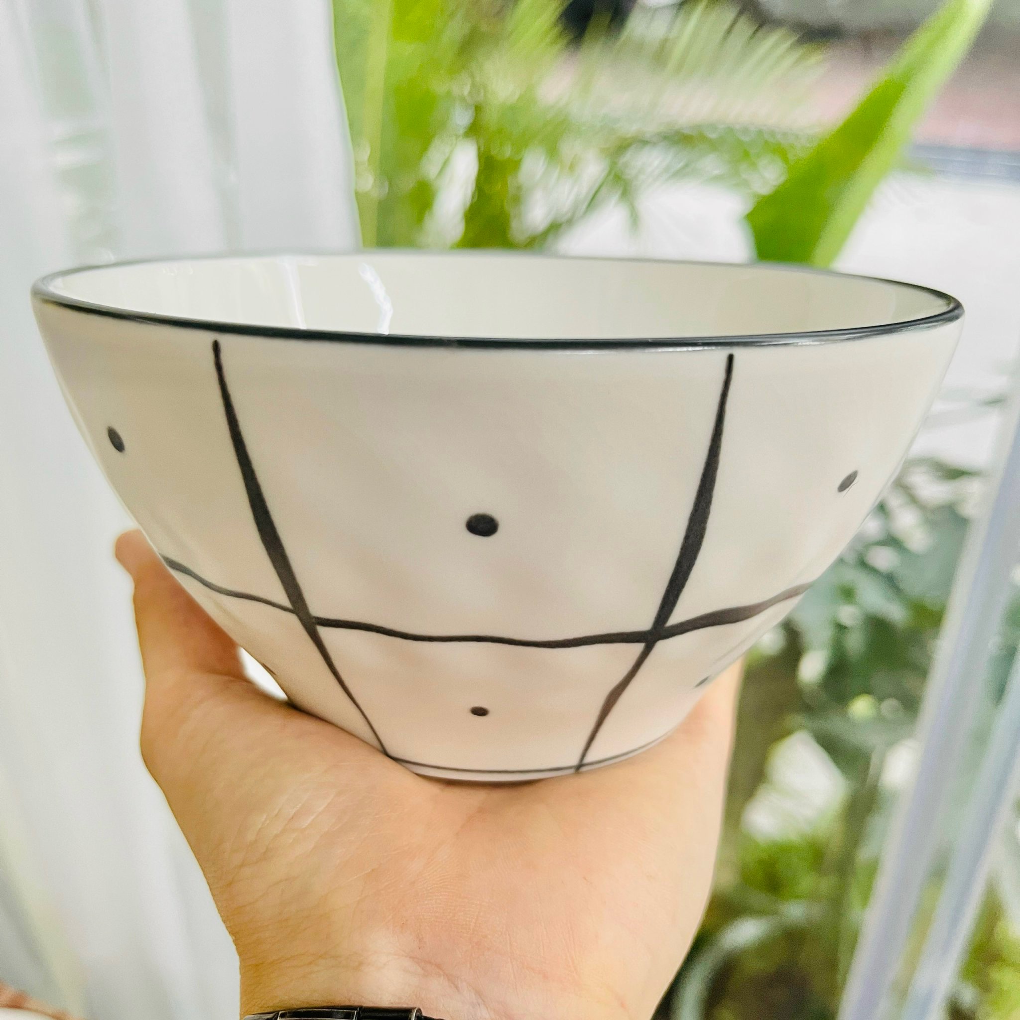 Các món lẻ trong bộ bát đĩa gốm sứ cao cấp hoạ tiết kẻ karo