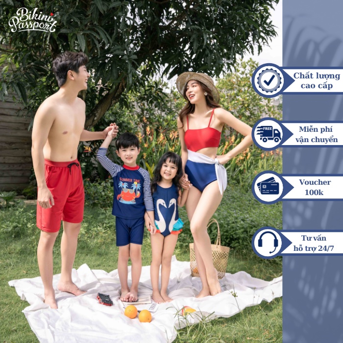 Quần Bơi Nam BIKINI PASSPORT kiểu dài - Đỏ - BS379_RD