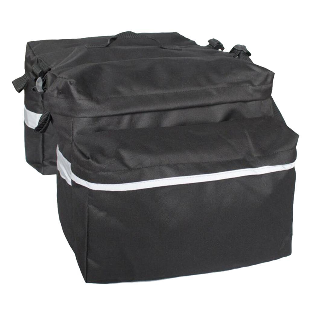 Cycling Double Panniers Bike Rear Seat Saddle Carrier Bag Black