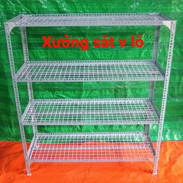 kệ sắt v lỗ ( vỉ lưới sắt ô vuông) rộng 20cm x Dài 1,2m (Cao từ 60cm đến 1,5M) nhiều tầng kệ