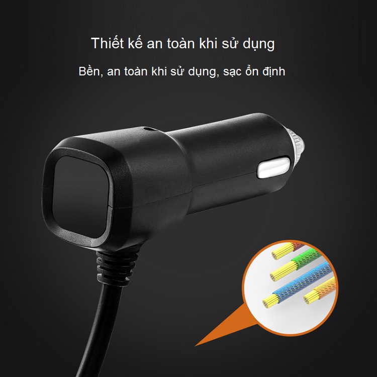 Thiết bị đa năng  chia tẩu cắm sạc trên ô tô cao cấp ( Tặng kèm đèn led mini cắm cổng USB màu ngẫu nhiên )