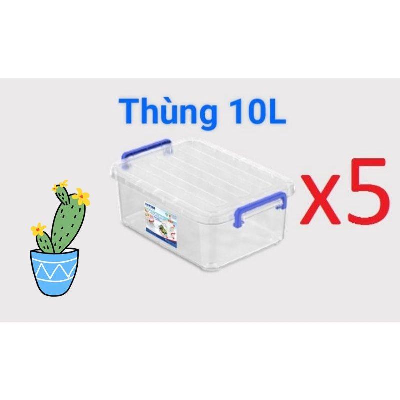 Bộ 5 Thùng Nhựa Trong 10L 43*28*1