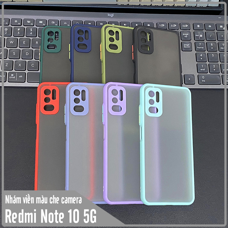 Ốp lưng cho Xiaomi Redmi Note 10 5G nhám viền màu che camera
