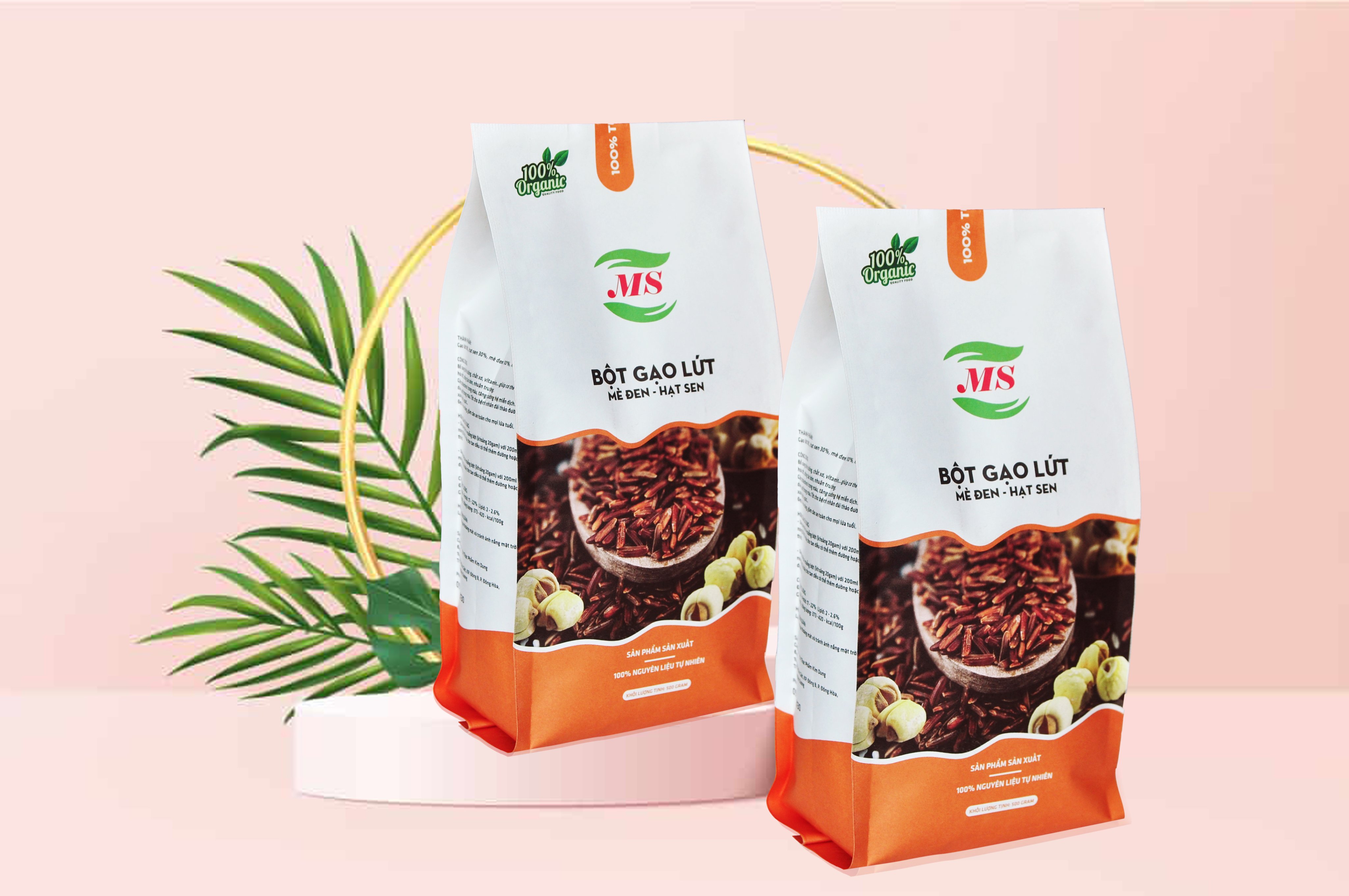 Bột gạo lứt - mè đen - hạt sen 500g -