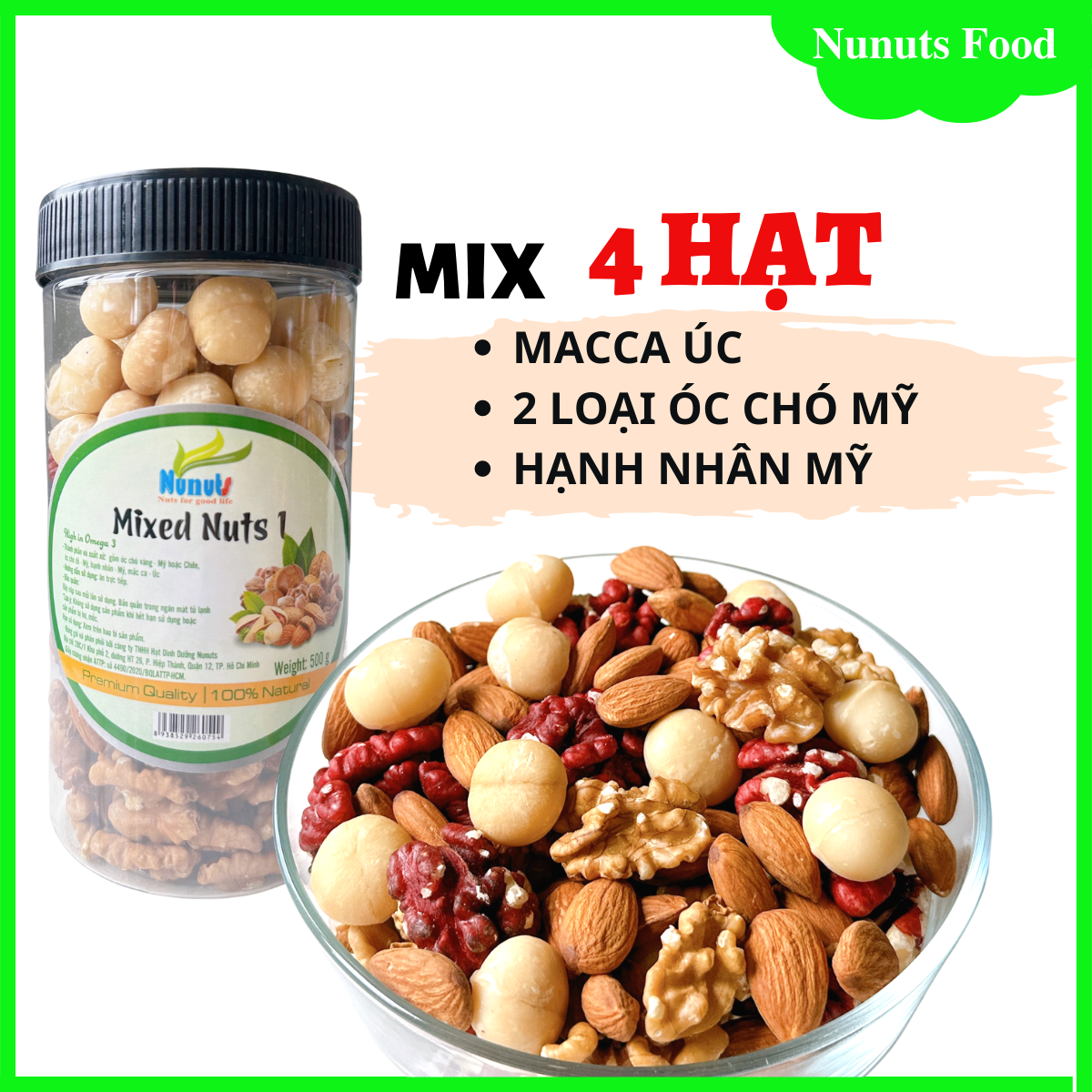 Mix hạt dinh dưỡng cho bà bầu gồm 4 loại hạt tách vỏ  sấy giòn, nướng mật ong, làm sữa.