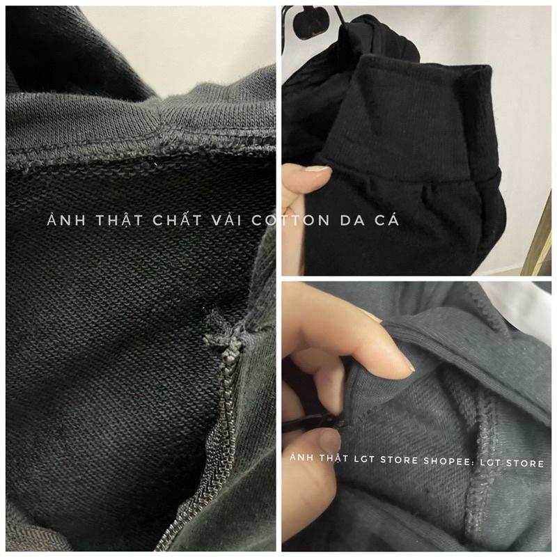 Áo khoác hoodie zip đen trơn chất vải cotton siêu đẹp