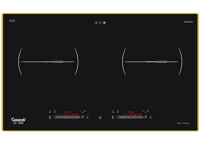 Bếp Từ 2 Vùng Nấu Canaval CA-9959 Điều Khiển Cảm Ứng, Mặt Kính Schott Ceran, Công Nghệ ECO Green, Công Nghệ Inverter, Chức Năng Booster 2800W - Hàng Chính Hãng
