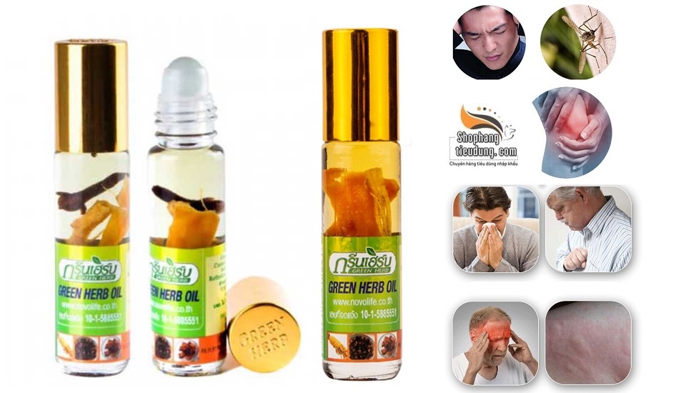 Dầu lăn sâm thảo dược Green Herb Oil Thái Lan [Chai 8ml] 