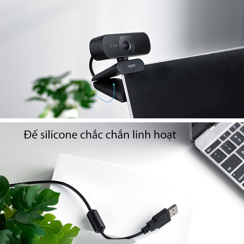 Webcam HD 1080P, góc 95° siêu rộng, tự động lấy nét, tích hợp micro - Rapoo C260 - Hàng chính hãng