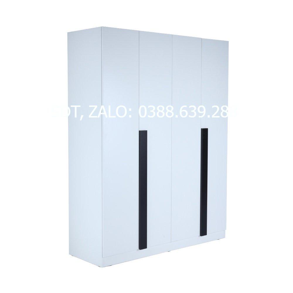 Tủ quần áo gỗ 4 cánh PIANO/P tích hợp nhiều kệ đựng đồ, màu trắng sang trọng