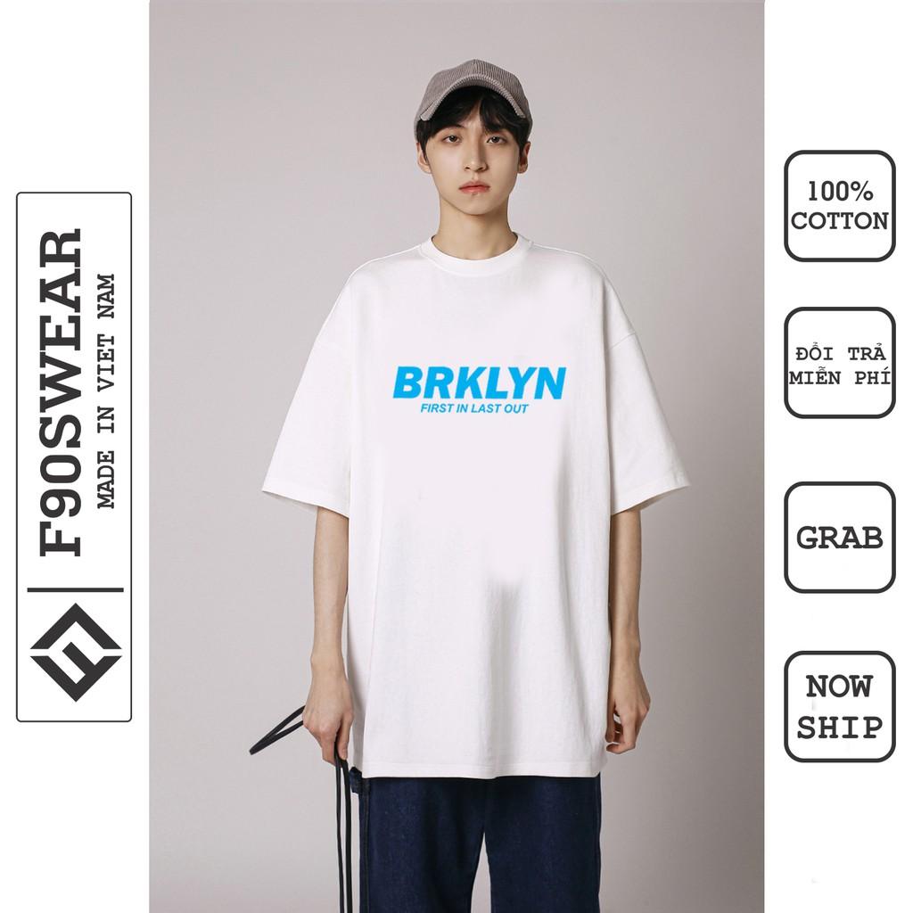 Áo thun tay lỡ 100% Cotton - Áo phông nam nữ tay lỡ form rộng, thun nam nữ in BRKLYN chất cotton co giãn 4 chiều cực mát