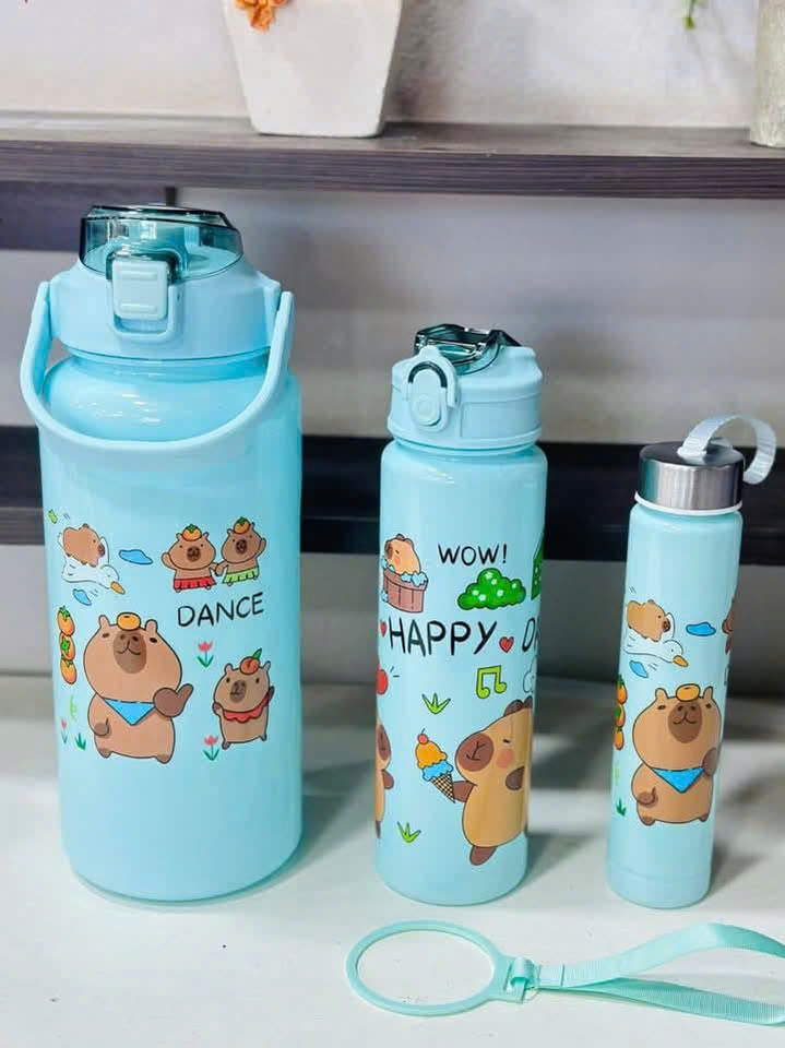 Bộ 3 Bình Đựng Nước Có Quai Sách – Bình Nhựa PC An Toàn, Tiện Dụng - HÀNG CHÍNH HÃNG MINIIN