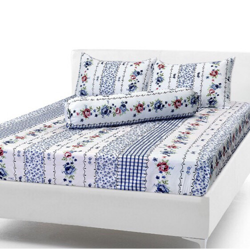 Bộ chăn ga coton 100% tl hoa nhí xanh