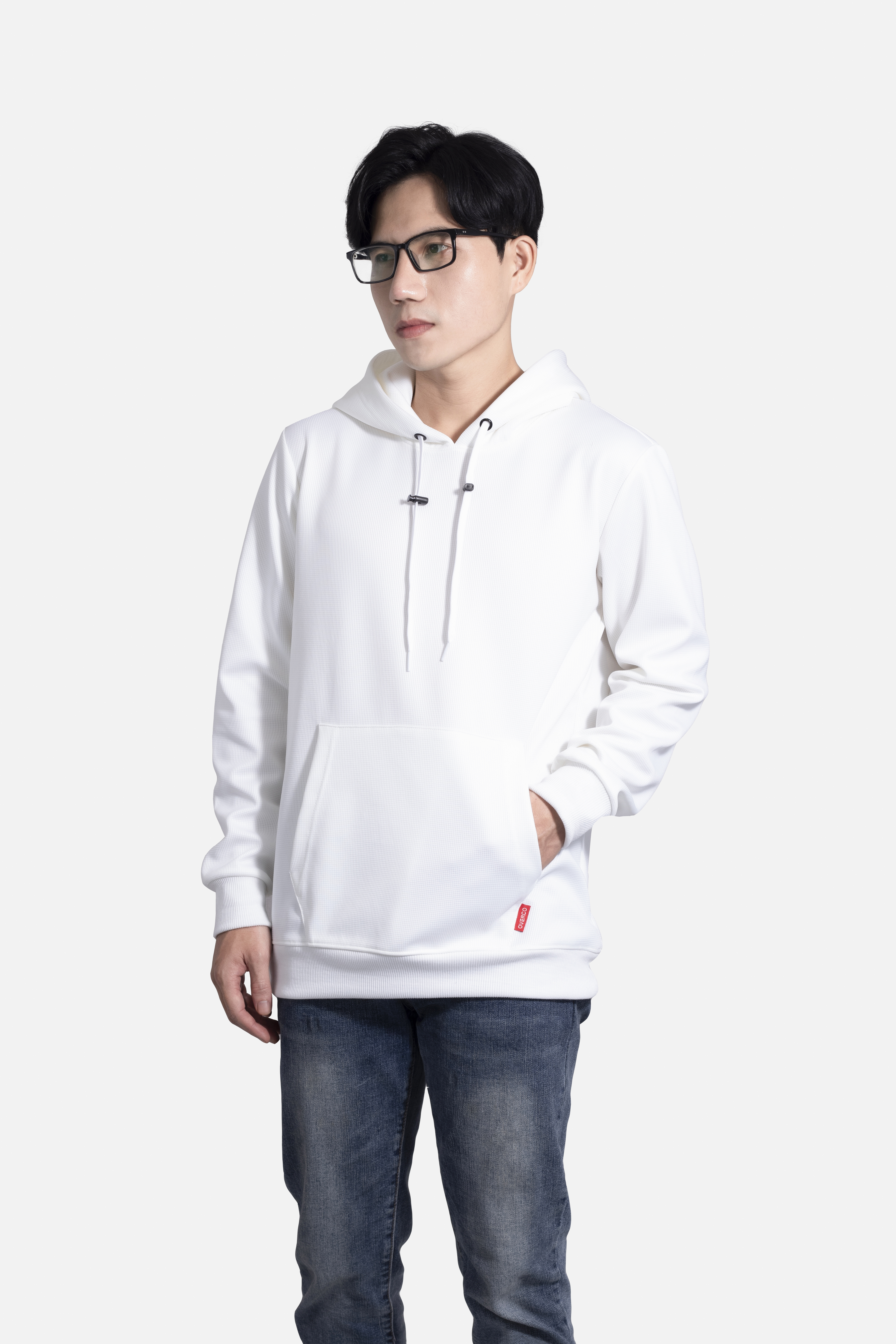 Áo khoác hoodie Overco kiểu dáng basic màu trắng 