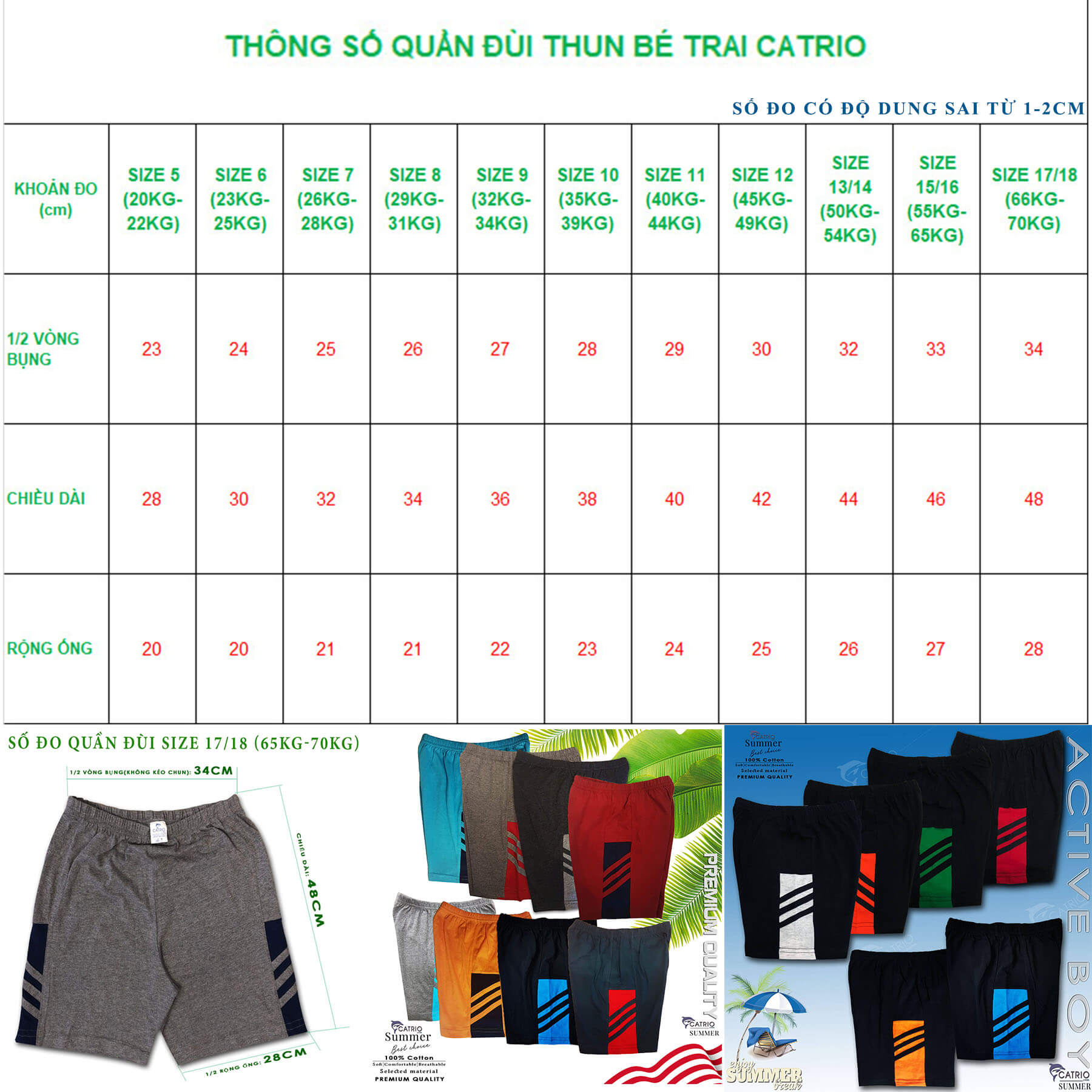 QUẦN ĐÙI BÉ TRAI CATRIO MÀU CHUỘT là quần đùi thun trẻ em từ 20KG... 30KG 40KG 50KG 60KG... 70KG, vải 100% cotton đạt chuẩn xuất khẩu, khi kết hợp với áo phông ngắn tay thành bộ đồ mùa hè bé trai mặc rất thoáng mát và hạnh phúc