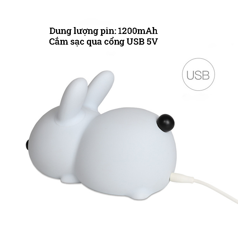 Đèn ngủ silicon hình thỏ lovely Rabbit Jade Hare dễ thương nhiều màu sắc