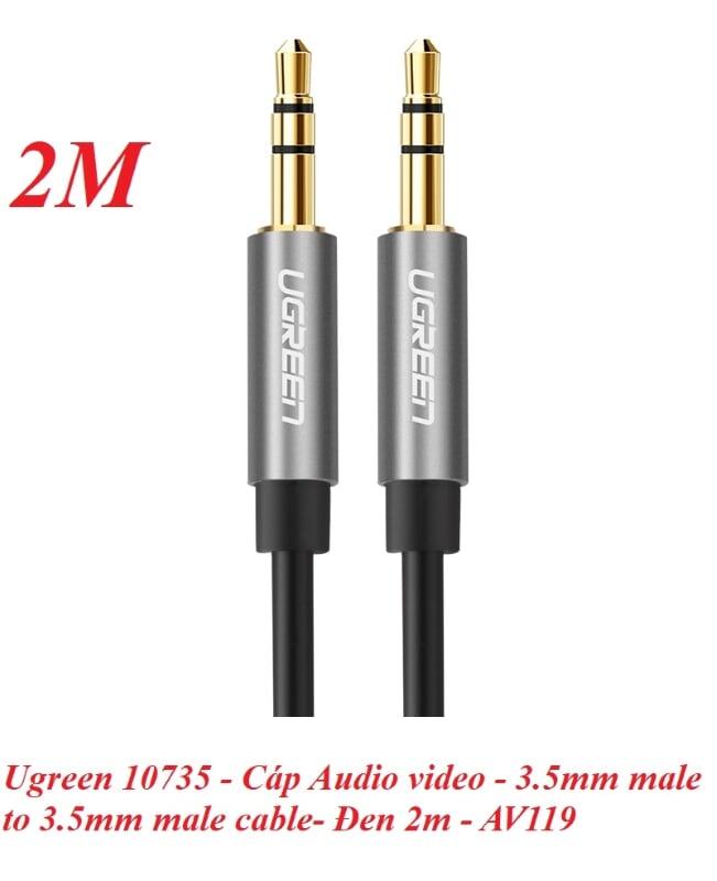 Ugreen UG10735AV119TK 2M màu Đen Cáp âm thanh 2 đầu 3.5mm dương dây tròn TPE cao cấp - HÀNG CHÍNH HÃNG