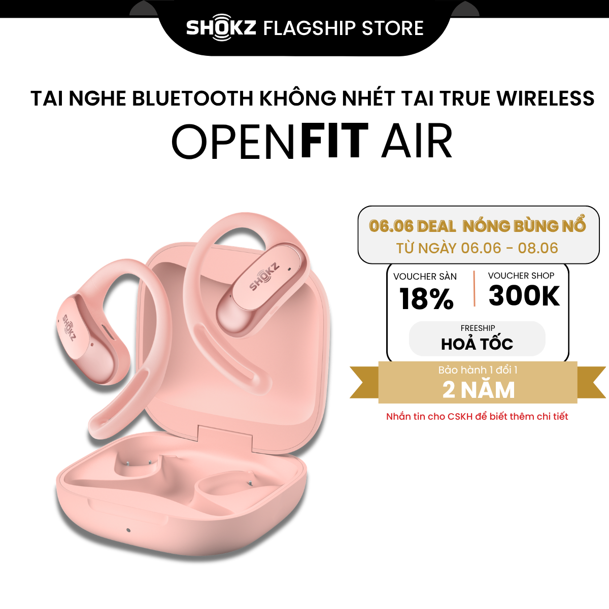 [MỞ BÁN] Tai Nghe Không Nhét Tai Bluetooth True Wireless Earbuds Shokz OpenFit Air T511- Hàng Chính Hãng
