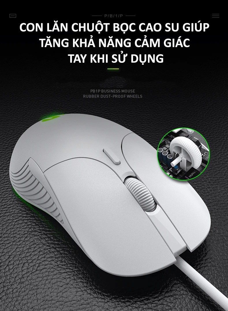 Chuột có dây INPHIC PB1P 6 nút với độ DPI lên đến 4800 phù hợp cho game thủ, văn phòng, photoshop - HÀNG CHÍNH HÃNG