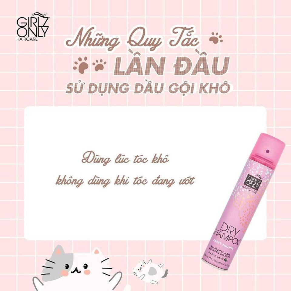 Dầu gội khô không cần nước Girlz Only Anh Quốc làm sạch bụi bẩn, làm phồng chân tóc, giữ nếp, tạo kiểu tóc bồng bềnh, suôn mượt - Massel Official