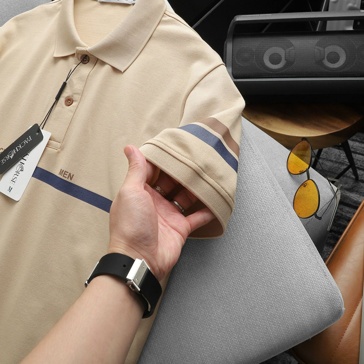 Áo thun polo nam PK Men chất thun cá sấu, họa tiết sọc ngực nam tính, thanh lịch, thoáng mát - FORMEN SHOP - FMPS240