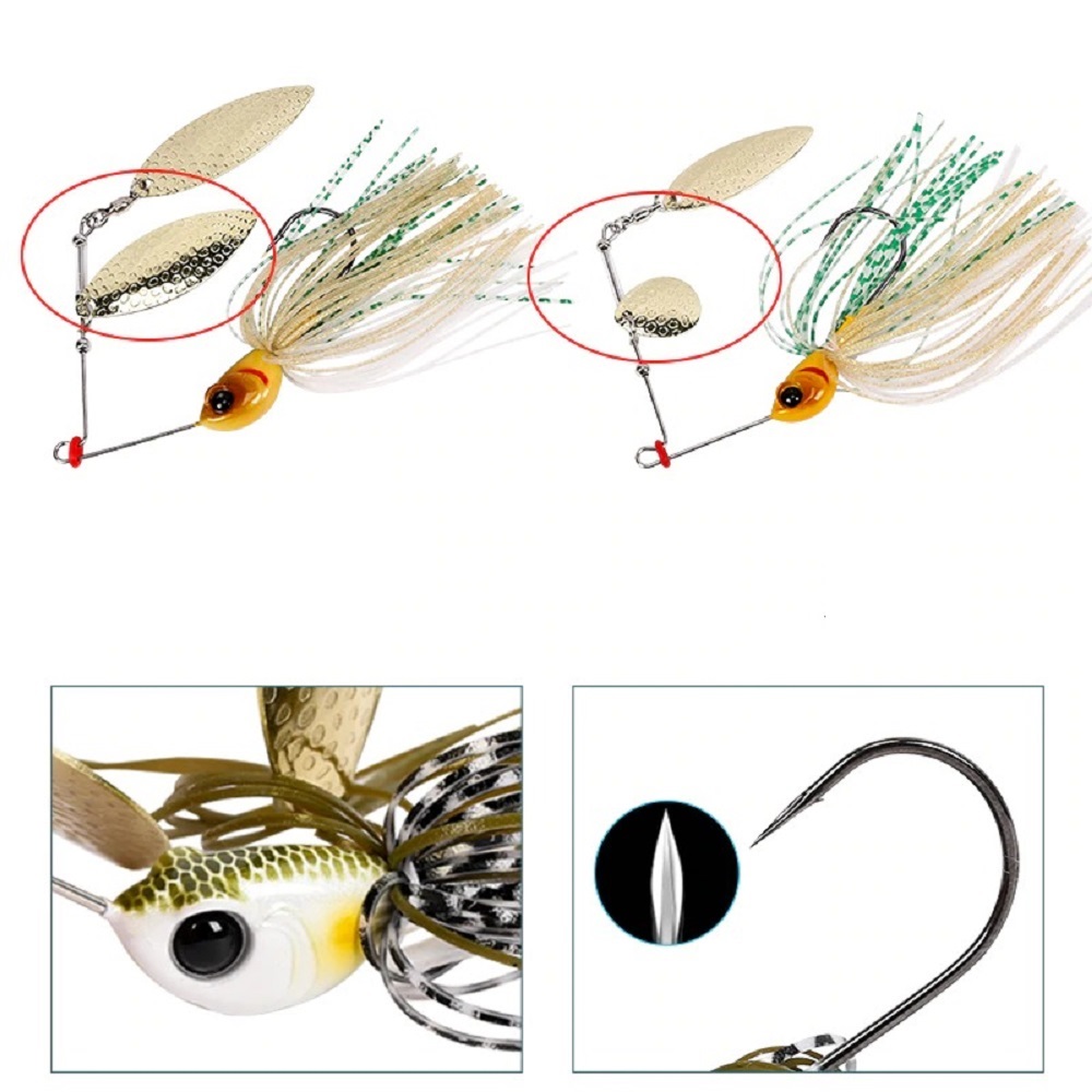 Mồi lure spinner có 2 thìa nặng 12gam, mồi cá giả câu rê cá lóc bông lóc đồng cá quả cá sộp siêu nhạyf