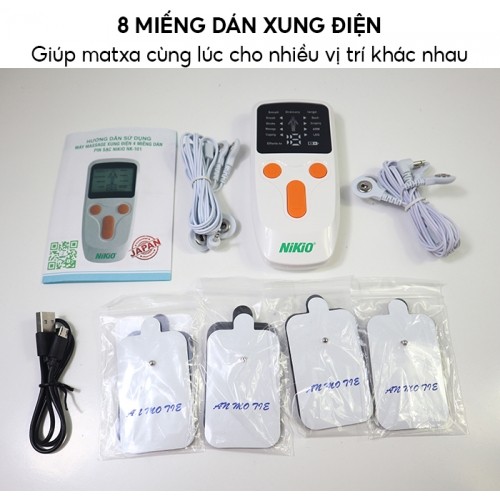 Máy Massage Xung Điện Trị Liệu Nikio NK-102 - 8 Miếng Dán Mát Xa Giảm Đau Nhức Toàn Thân Với Công Nghệ Điện Xung Mới - Đèn Hồng Ngoại Hỗ Trợ Trị Viêm Mũi Dị Ứng, Viêm Xoang - Pin Sạc Không Dây Tiện Lợi