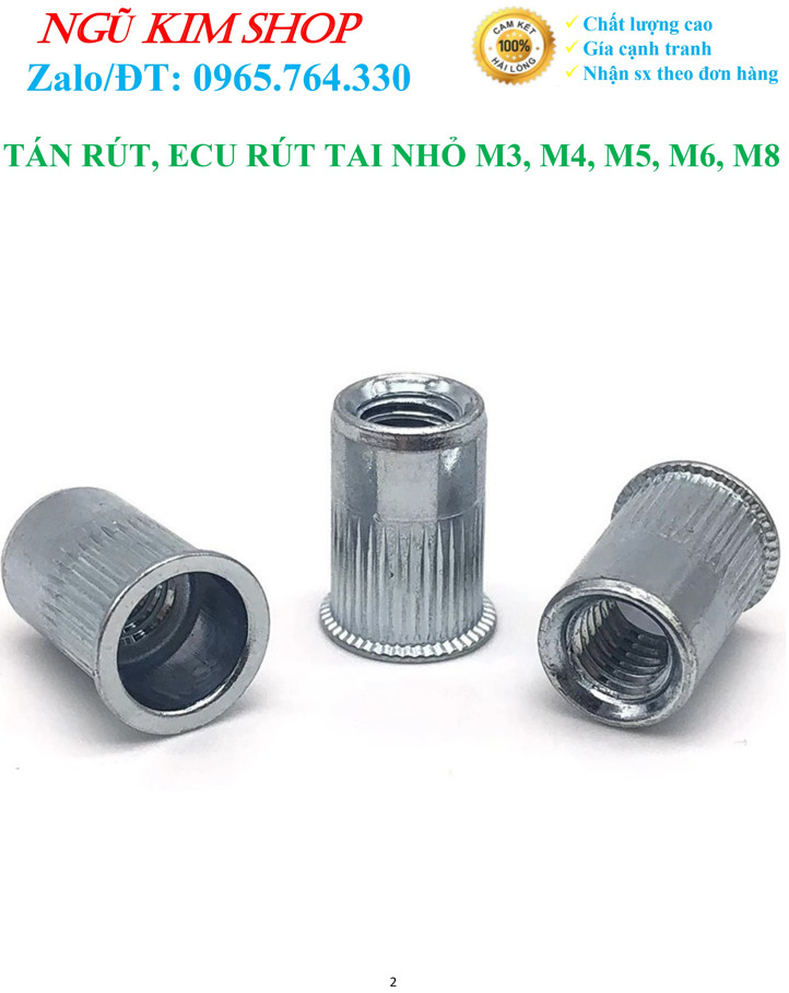 TÁN RÚT _ ECU RÚT TAI NHỎ M3, M4, M5, M6, M8