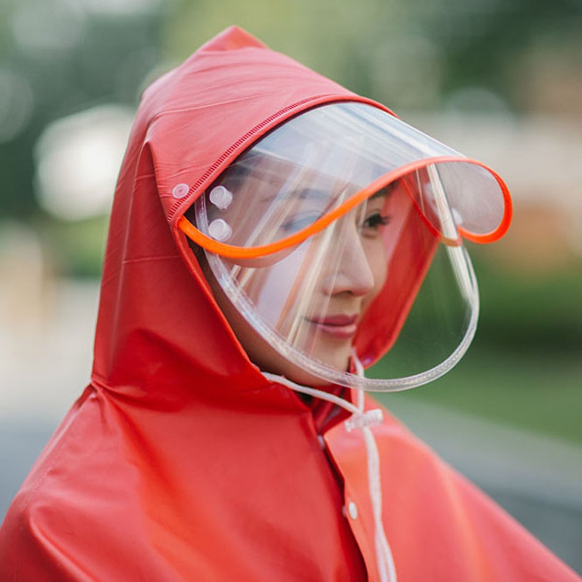 Áo mưa phản quang 2 đầu có kính che mặt - Giao màu ngẫu nhiên