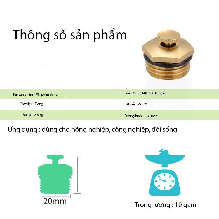 Béc phun sương bằng đồng nguyên chất hình cánh quạt bán kính lên tới 6-8 mét 206789