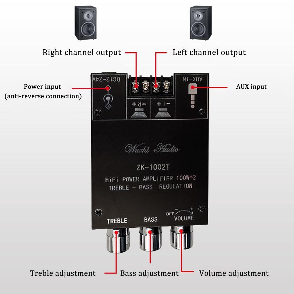 Bảng Mạch Khuếch Đại Âm Thanh ZK-1002T HIFI 2.0 Kênh 100Wx2 Chuyên Dụng